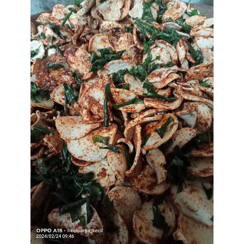 

basreng koin kemasan 250 GM rasa pedas daun jeruk