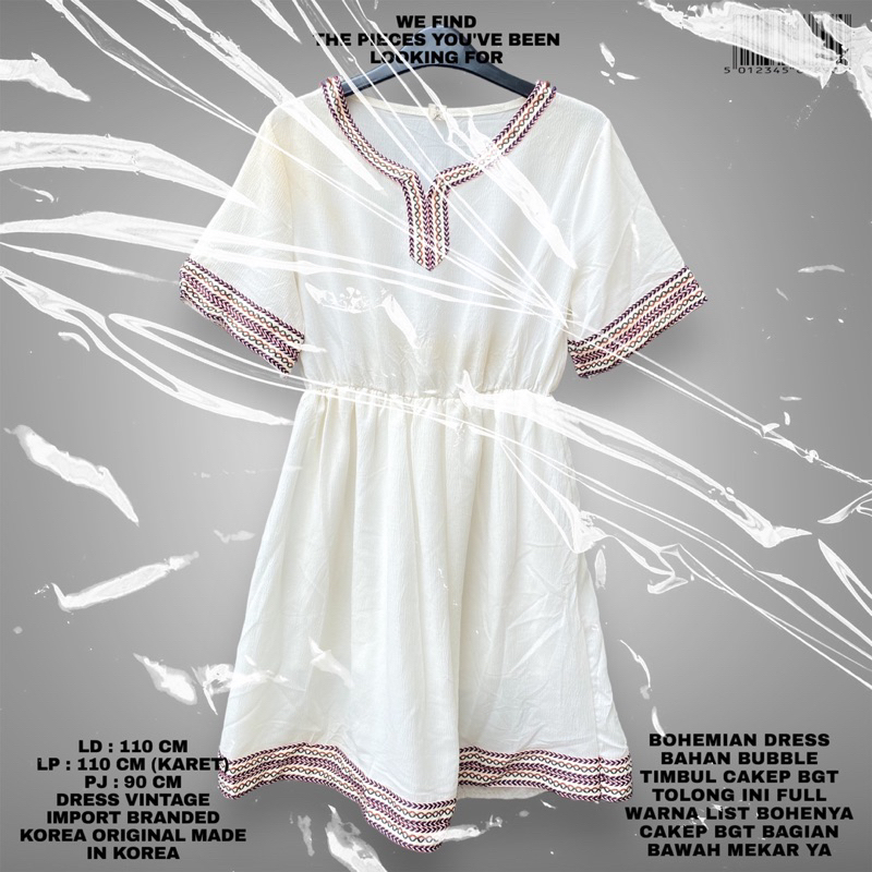 BOHEMIAN DRESS/BOHE DRESS IMPORT/VINTAGE DRESS/KOREAN DRESS/RETRO DRESS VINTAGE BOHEMIAN STYLE/IMPOR