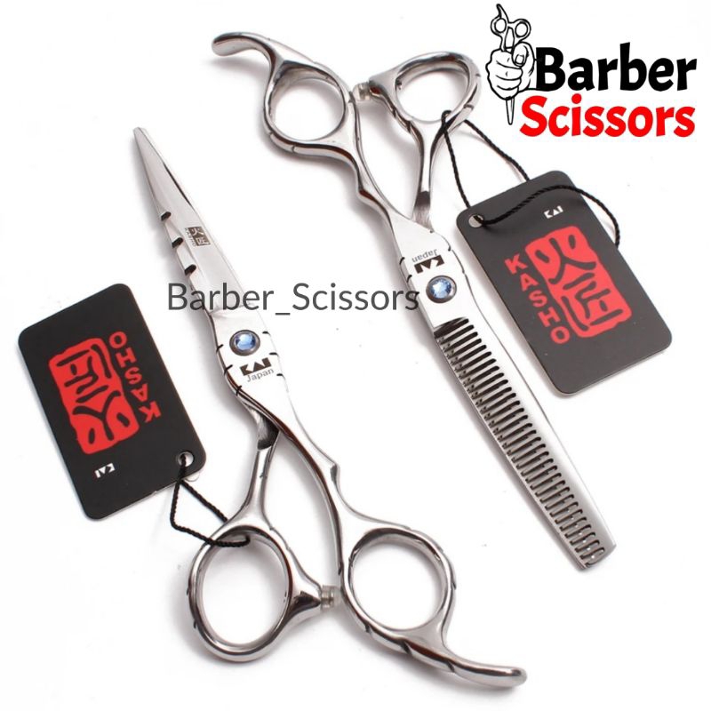 Gunting Rambut Kasho Japan Silver Profesional Barber Scissors