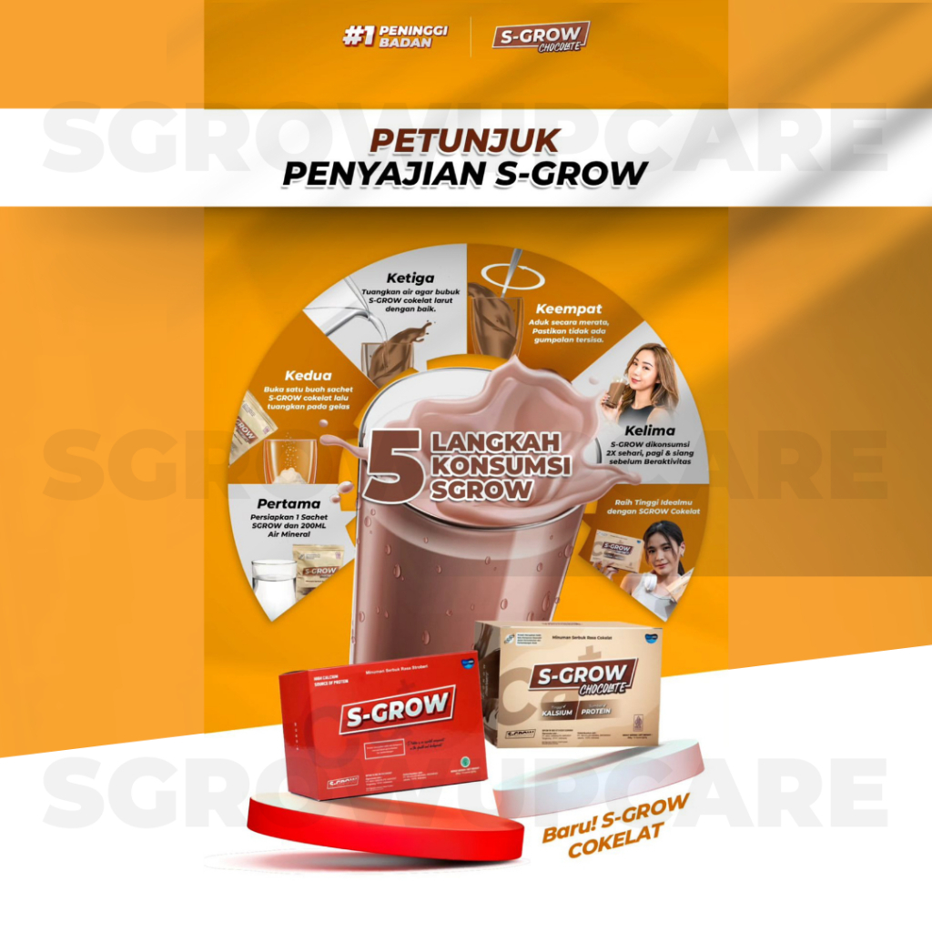 S-GROW Chocolate  Peninggi Badan Terbaik S-GROW Rasa Coklat Original