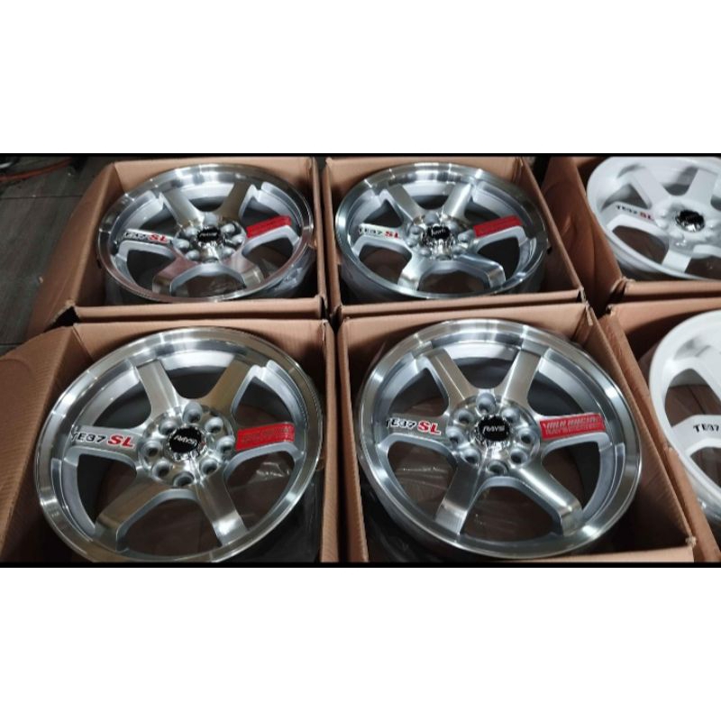 Velg Mobil Murah TE37 R15 LEBAR 7 PCD 4x100/4x114,3 Et35 Silver Polis