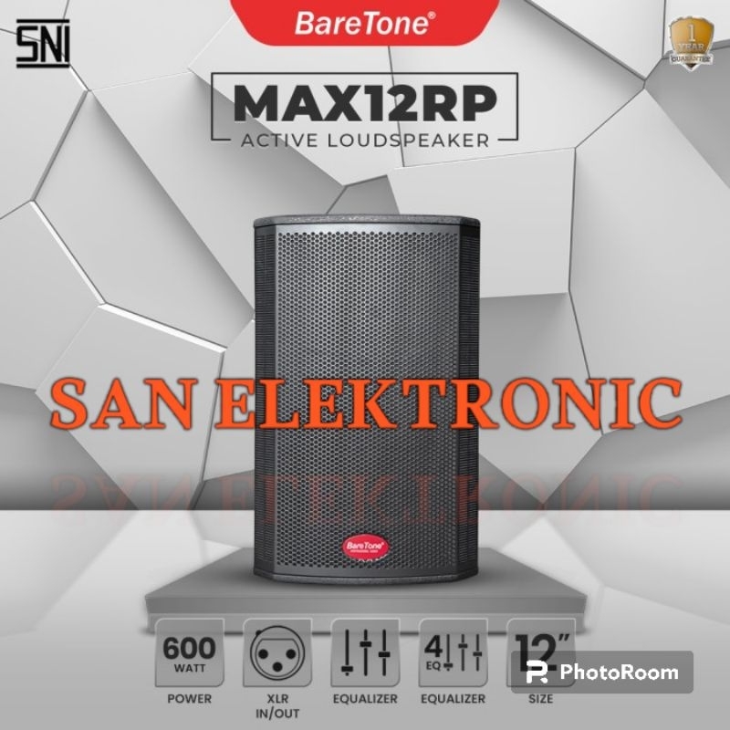 Speaker Aktif BareTone MAX12RP Original BareTone MAX 12 RP Bahan Kayu 600Watt