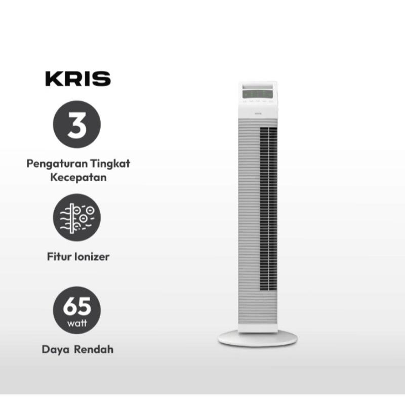 kipas angin berdiri tower fan ionizer 65 Watt putih