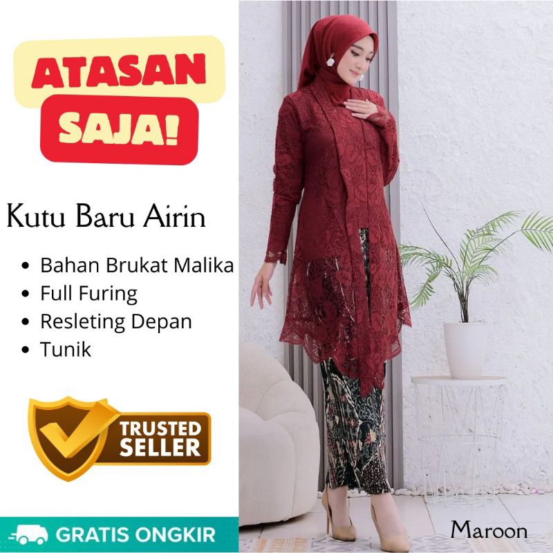ATASAN Kebaya Kutu Baru Airin | Kebaya Jumbo Fit Ld 120-125 cm | Brukat | Kebaya Pesta | Kebaya Wisu