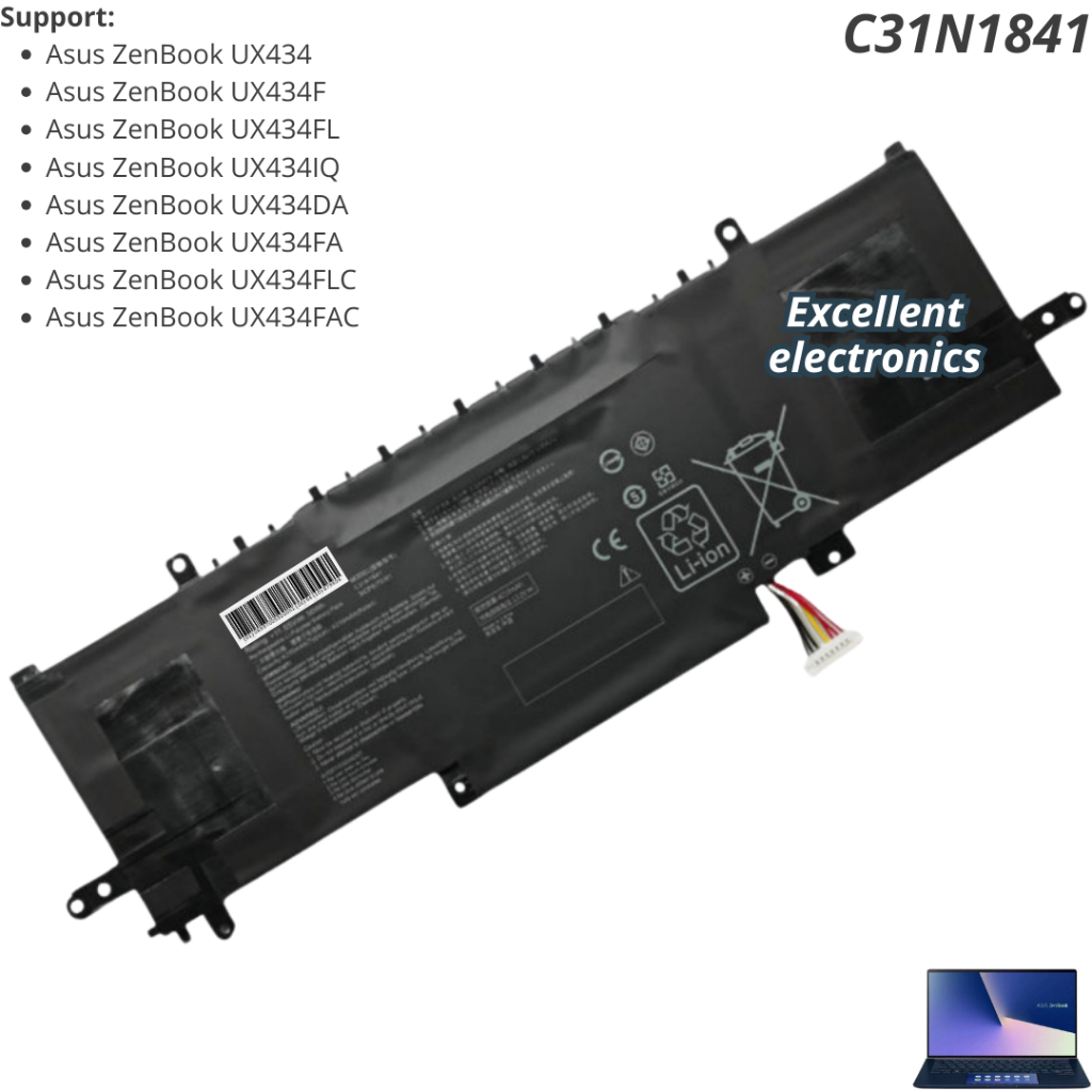 Baterai Asus ZenBook UX434 UX434F UX434FL UX434IQ UX434DA UX434FA UX434FLC UX434FAC C31N1841 battery