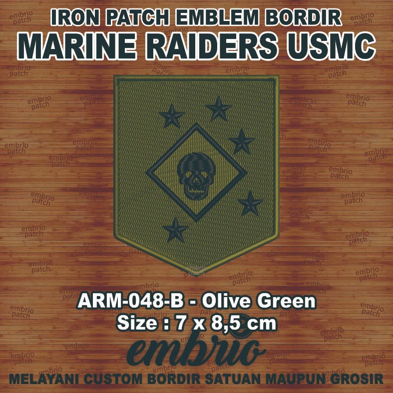 ARM-048-B Patch MARINE RAIDERS USMC marsoc us marine corps amphibious - Olive Green