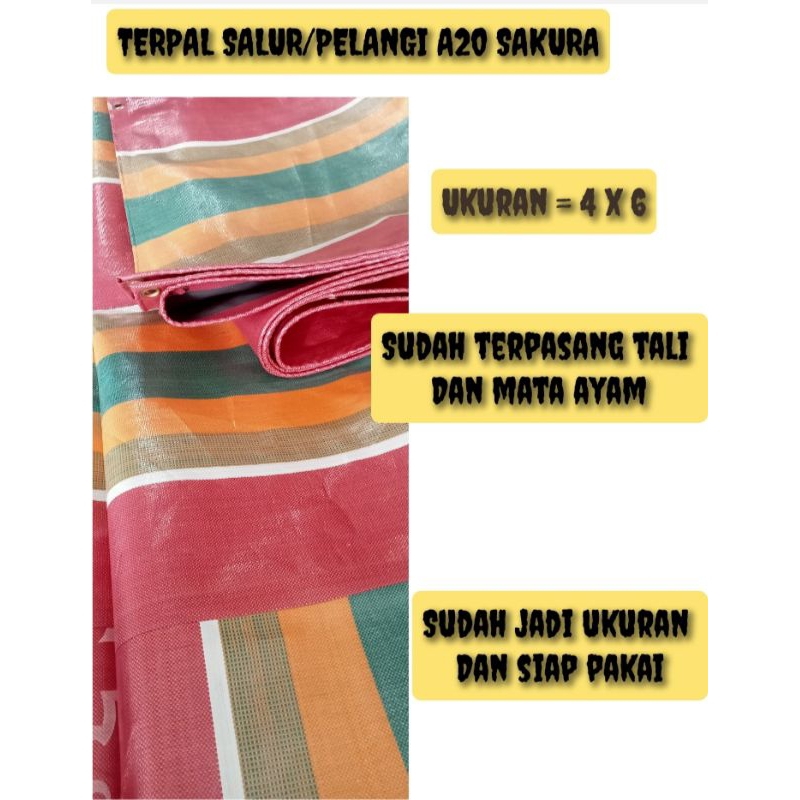 terpal pelangi/salur A20 sakura , ukuran 4 x 6