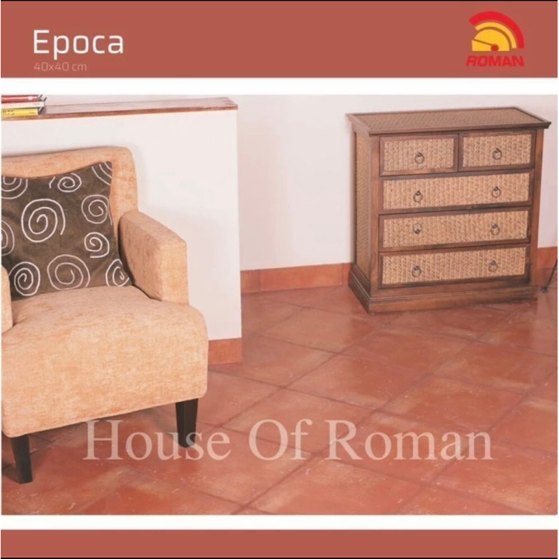 Roman Keramik dAcropolis Rosso 40x40 G440850 / Keramik Vintage / Keramik Lantai Teracota / Keramik L