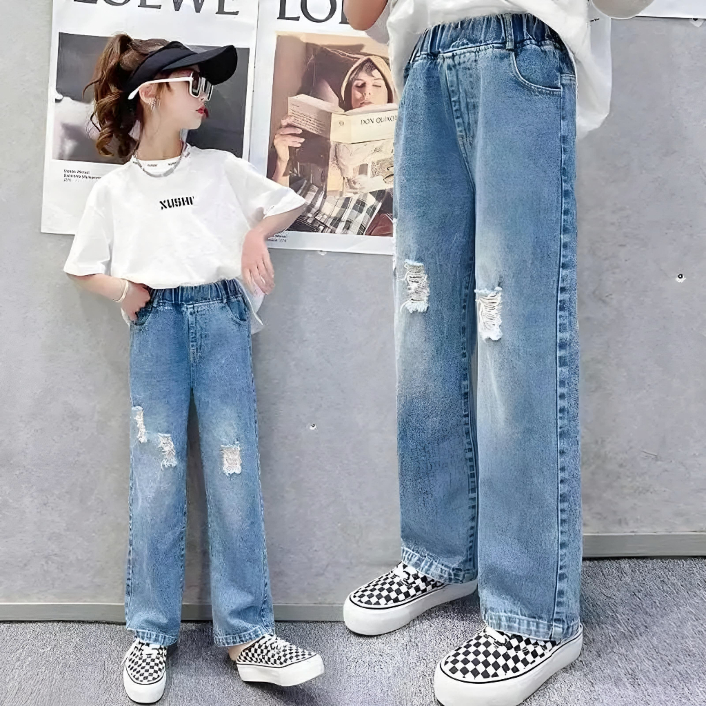 Celana Jeans Anak Kids Denim Grils Kulot Anak Remaja Perempuan Usia 6-14 Tahun