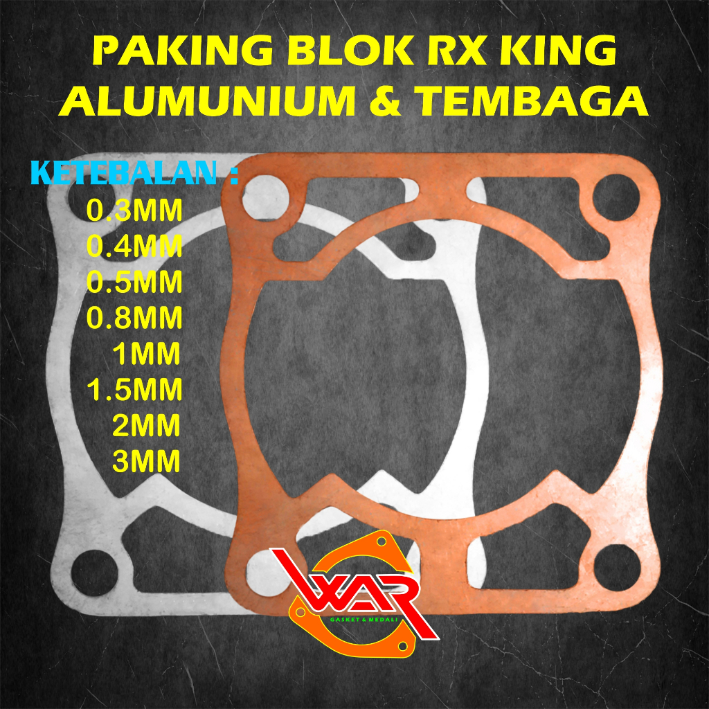 Paking BLOK RX KING Tembaga Almunium For RX KING RX-K RXR RXS / Perpak Gasket Packing YAMAHA 0.2MM 0