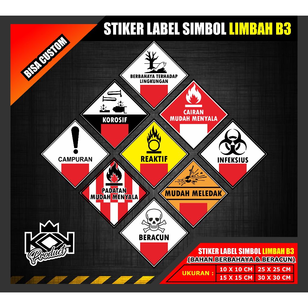 

Stiker Safety Limbah b3, Stiker Simbol Label K3, Stiker Beracun, Bahan Stiker Vinyl Anti Air.