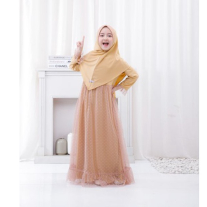SUKAHIJAB - Asheeqa Dress Gamis Anak Perempuan  4-5 Tahun Terbaru Kekinian Set Hijab Lucu Jersey Pre