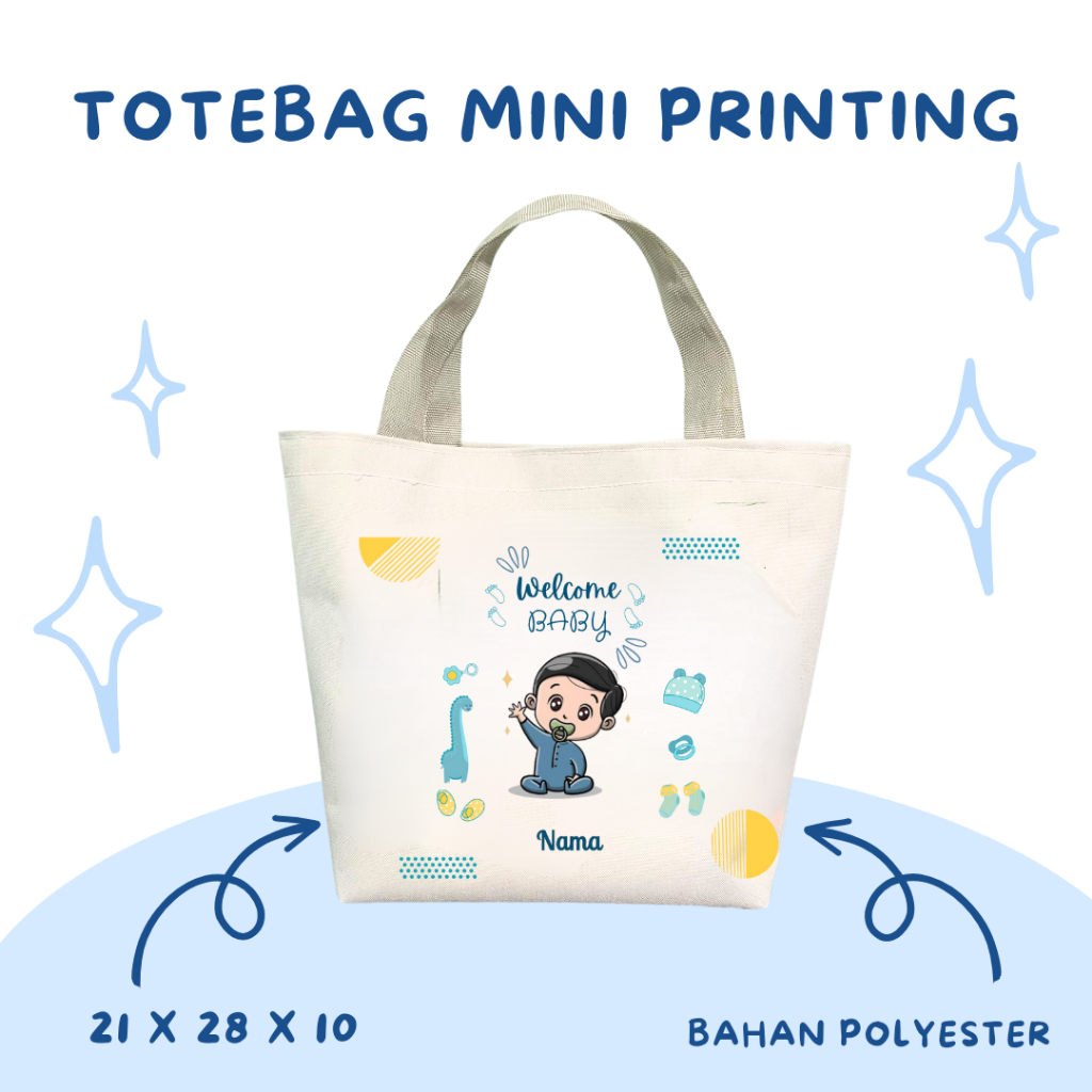 SOUVENIR TOTEBAG MINI PRINTING / TOTEBAG CUSTOM BABY BORN / TAS PRINTING / TAS HAMPERS / HAMPERS BAB