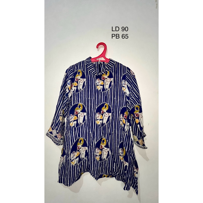 Blouse Batik wayang Wanita warna biru Navy