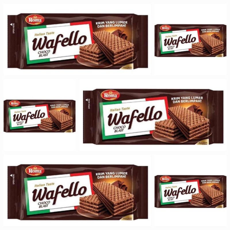 

Roma Wafello Italian Taste Choco Blast Wafer Dengan Krim Cokelat 117 Gr