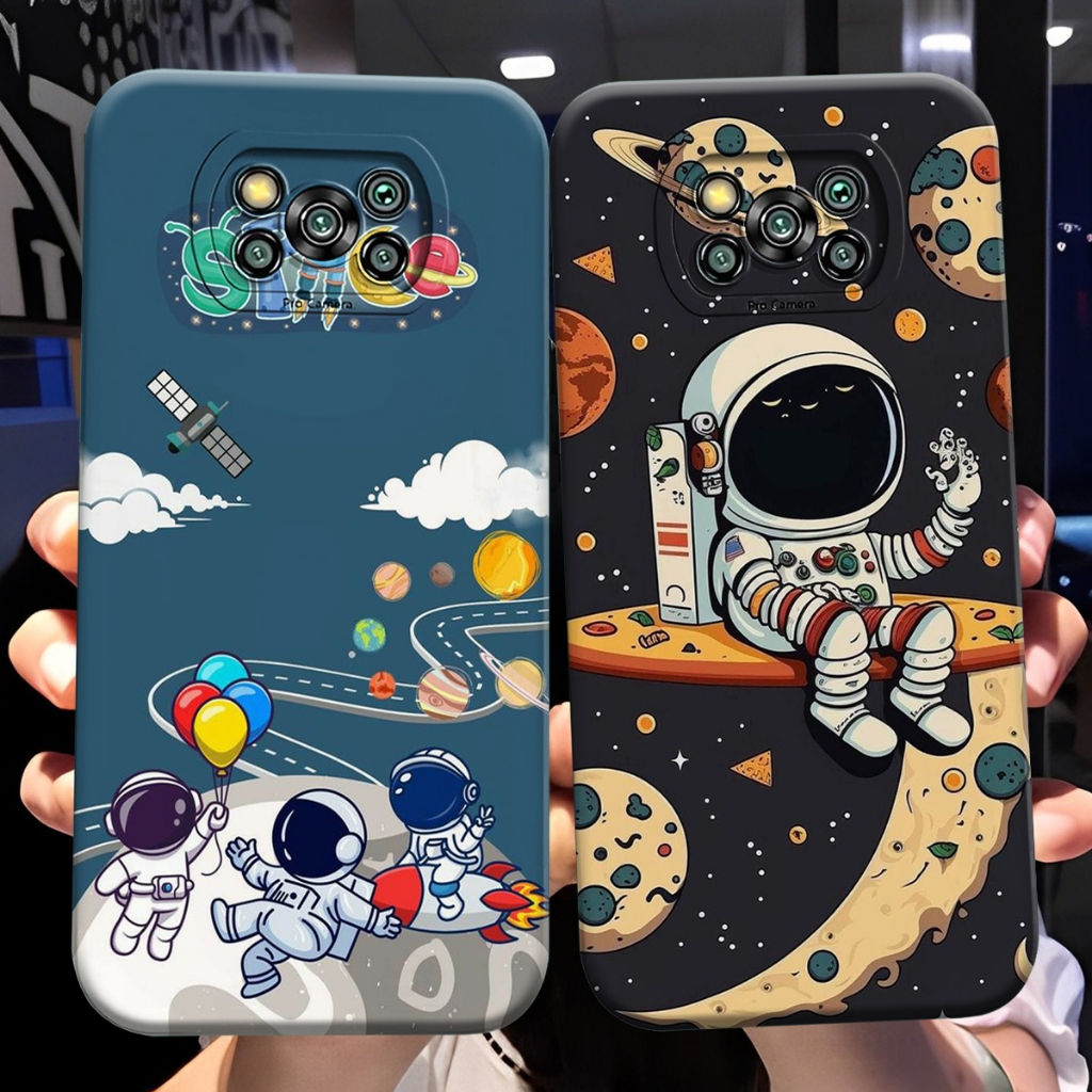 Case POC* X3/X3 PRO/X3 NFC Motif Astronot Keren - Casing Hp - Kesing Keren - Case Kekinian - Case Te