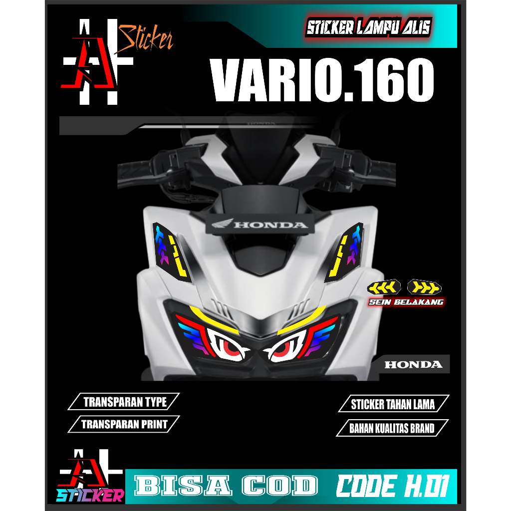 STIKER VARIASI LAMPU ALIS MOTOR VARIO 160  STOP LAMP MOTOR  VARIO 160 H01