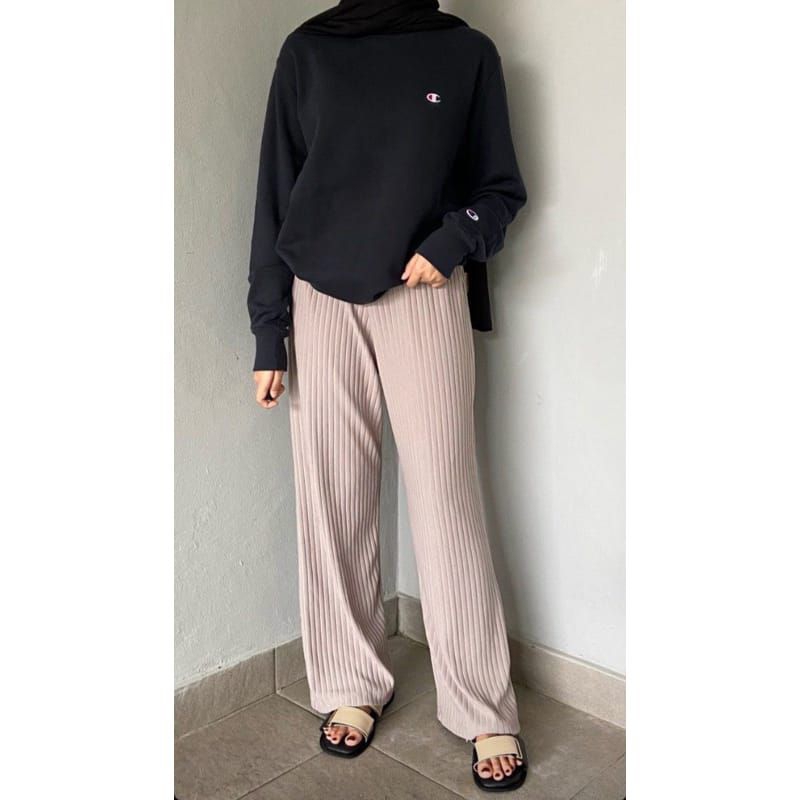 KULOT KNIT WAFFLE SLIT HIGHWAIST PREMIUM/CELANA KNIT WANITA/CELANA KNIT TERBARU/CELANA KNIT TERMURAH