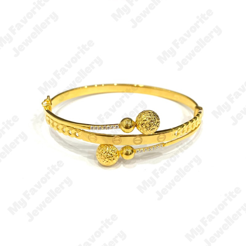 Gelang Branded Silang Bola Emas Asli Kadar 700