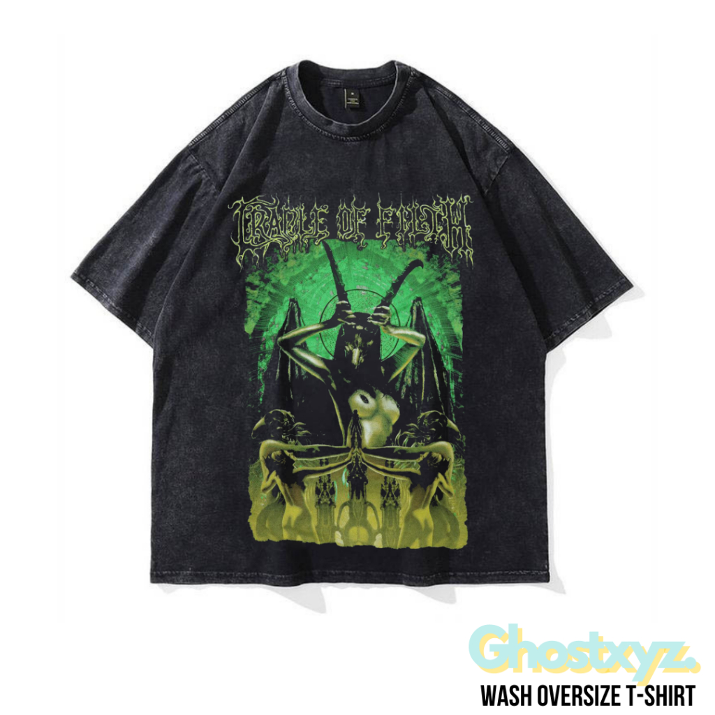 Ghostxyz T-Shirt Cradle Of Filth Woman Wash Oversize Vintage Tee Baju Kaos