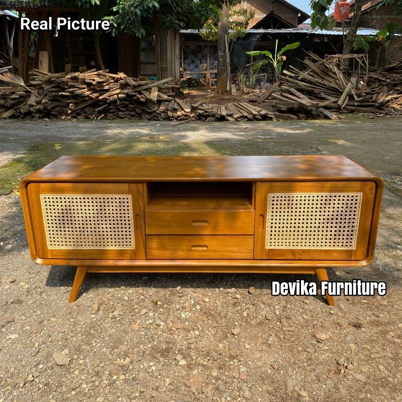 Bufet Tv laci rotan asli bufet penyimpanan