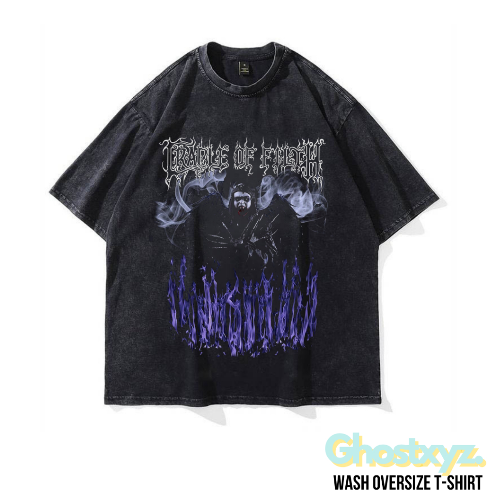 Ghostxyz T-Shirt Cradle Of Filth Devil Wash Oversize Vintage Tee Baju Kaos