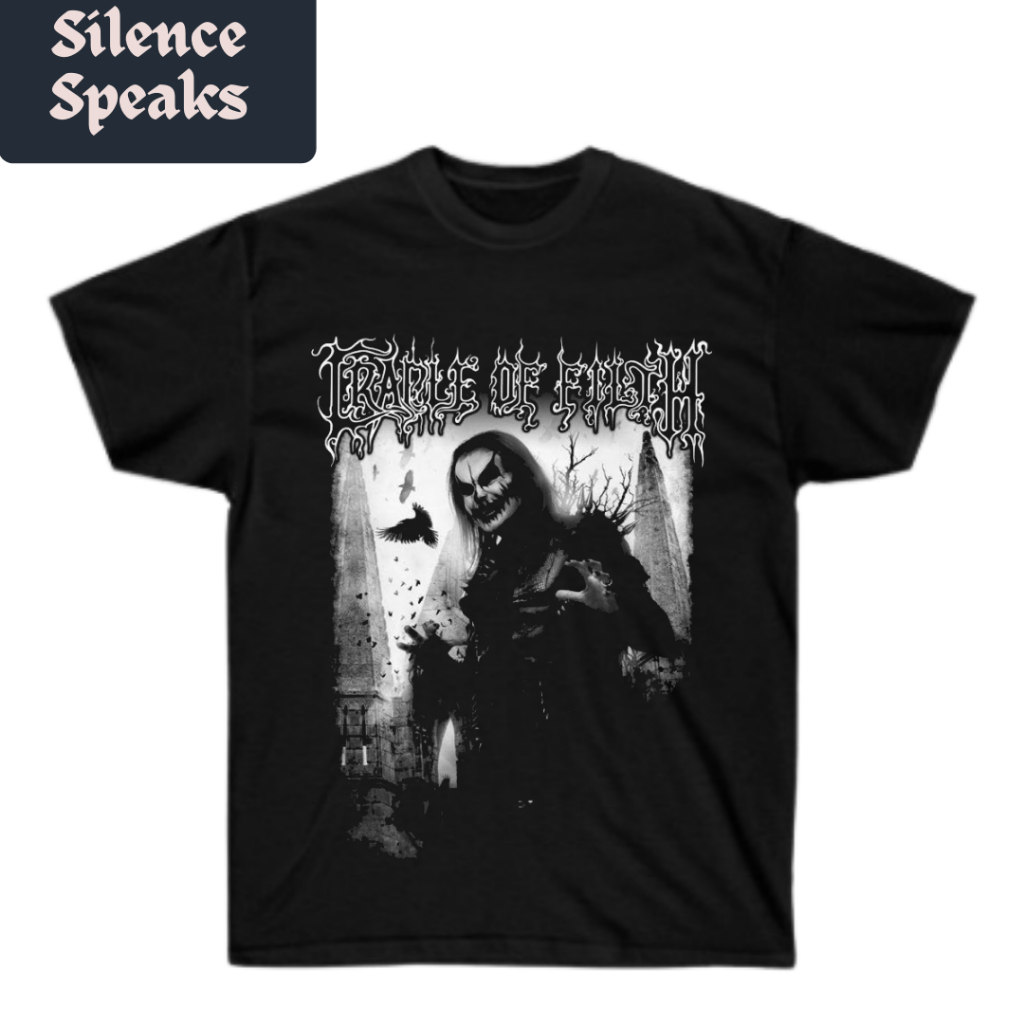 Silence Speaks T-Shirt "Cradle Of Filth" Reguler Black Kaos Vintage Tee