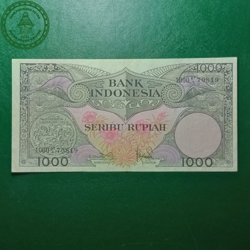 Uang kuno 1000 rupiah bunga 1959