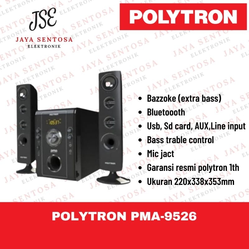 Speaker Polytron PMA 9526 Multimedia - Bluetooth Bass Bazzoke Original