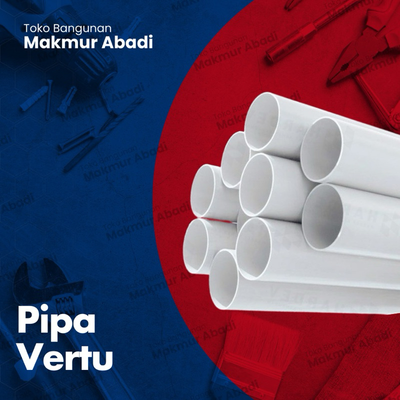Pipa PVC Vertu D Warna Putih 1 1/4" Inch 1 1/2" Inch Per Batang 3.9 Meter