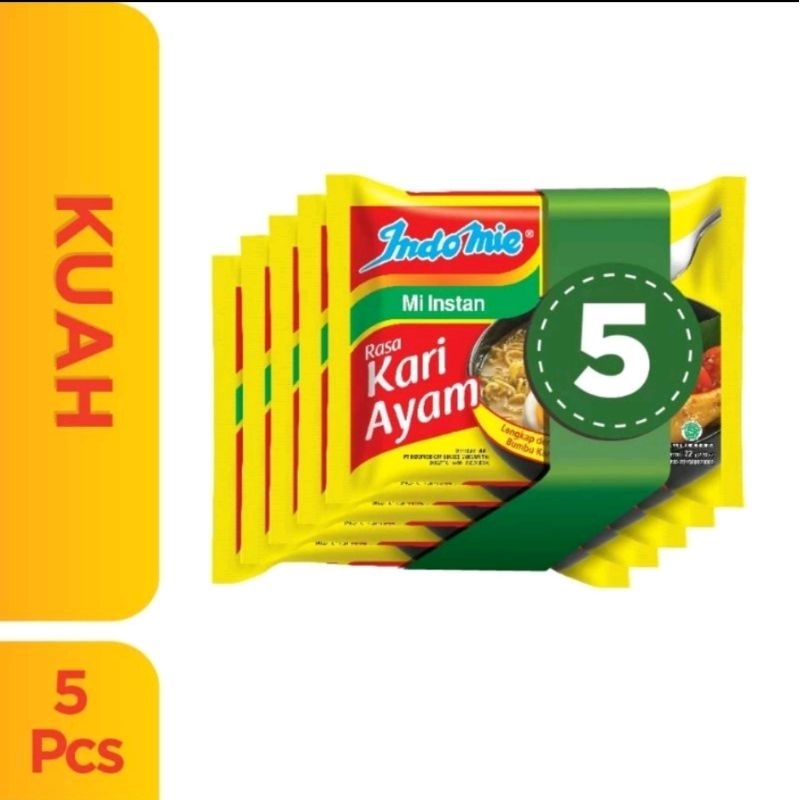 

Indomie Rasa Kari Ayam...kemasan 1Paket isi 5PCS