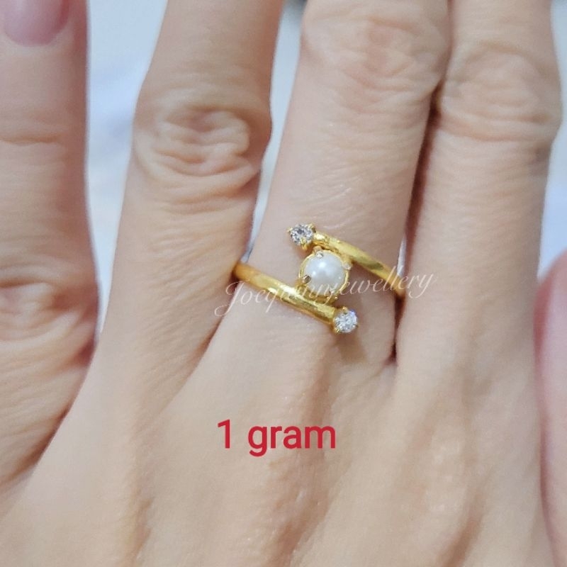 cincin mutiara mata emas muda 1 gram