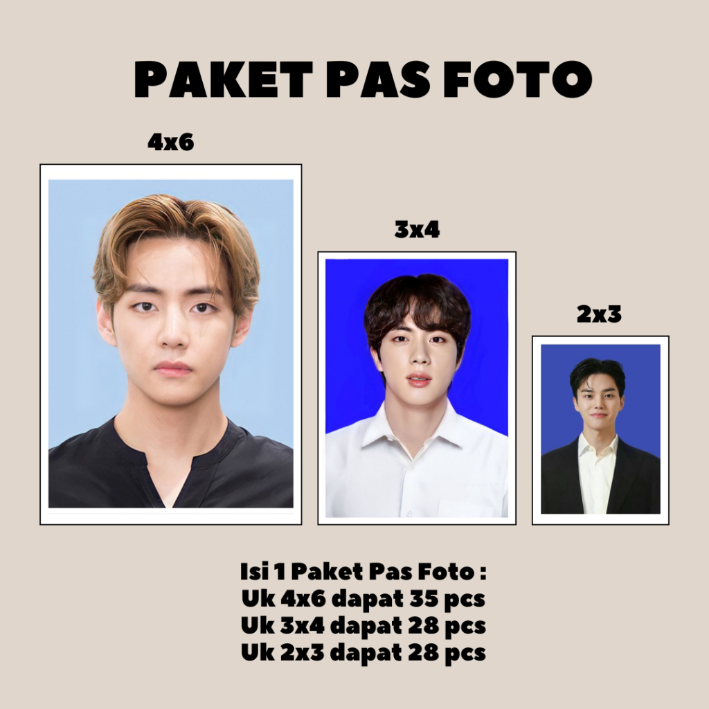 Custom Cetak Paket Pas Foto Murah 4x6-3x4-2x3 cm