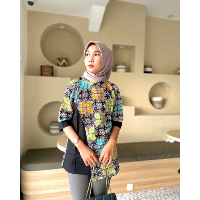 Dini Blouse Batik Printing | batik blus batik wanita kemeja batik wanita murah batik murah atasan ba