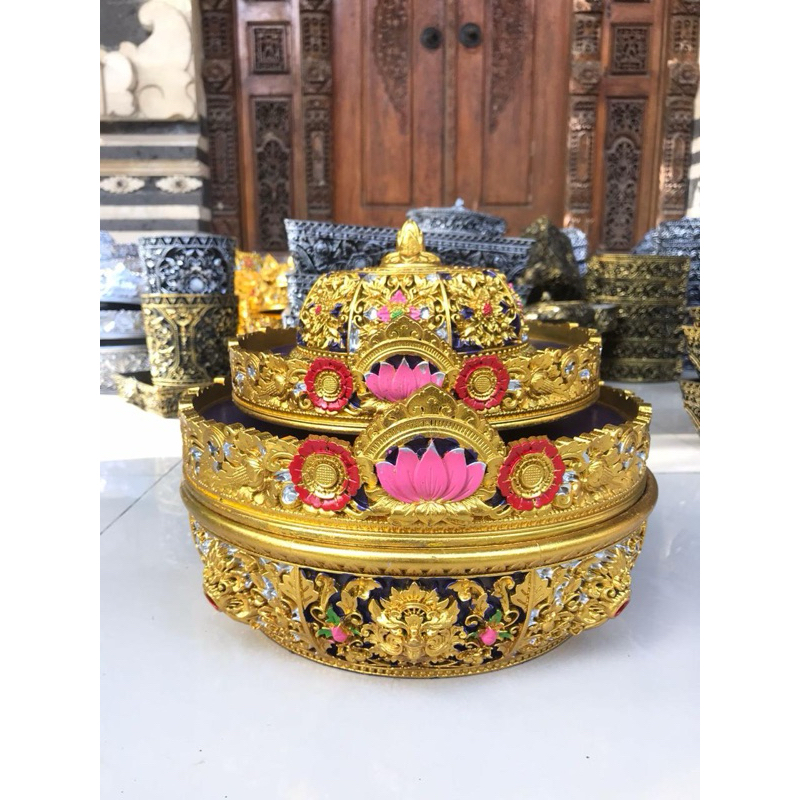 Bokor Susun 2 / Motif Bunga Teratai lengkap dengan Saab/ Bahan Melamin/ Kombinasi Warna Prada Elite