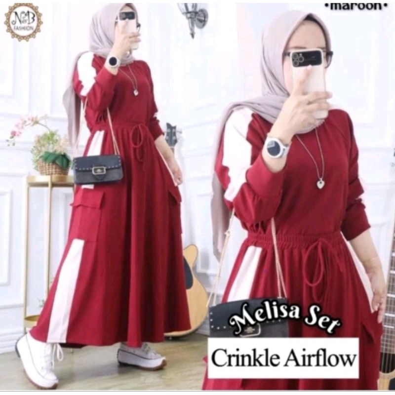 ONE SET ROK CARGO .SET WANITA MELISA CARGO CRINKLE