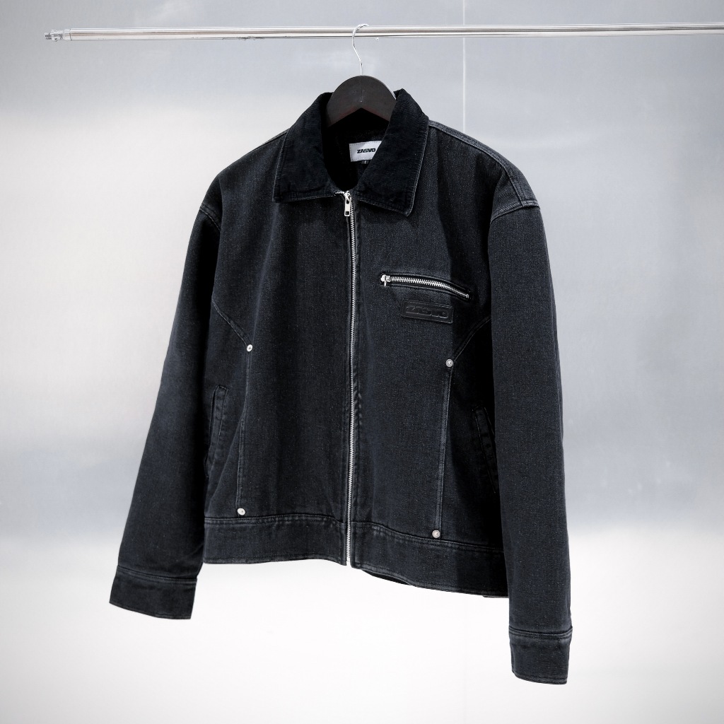 Zasvo - Washed Work Jacket Denim Black V1