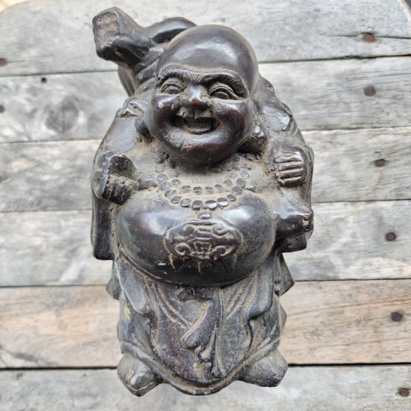 Patung Kuningan Dewa kekayaan Budha Julai Jolohud Budha maitreya