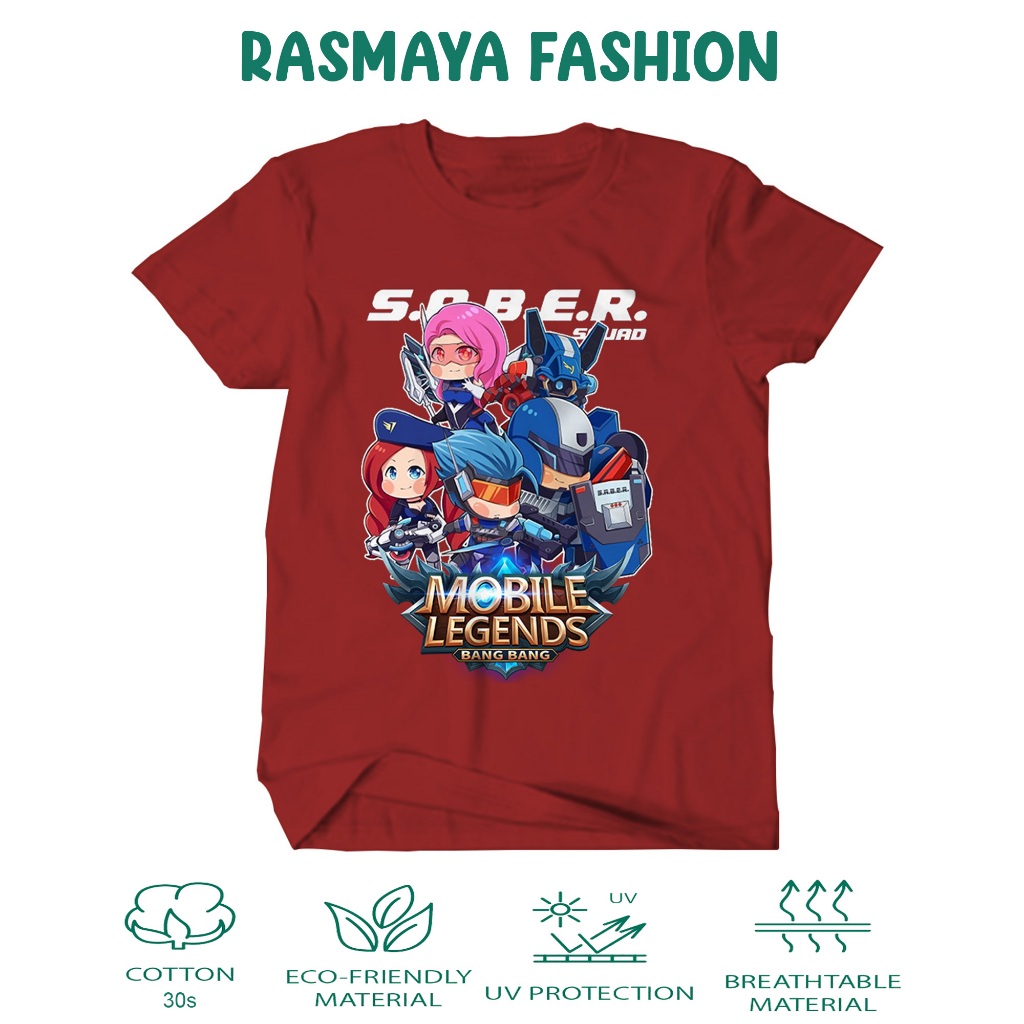 Kaos Anak Bahan Cotton Combed Premium Sablon Motip MLBB SABER SQUAD Terbaru 2-10thn