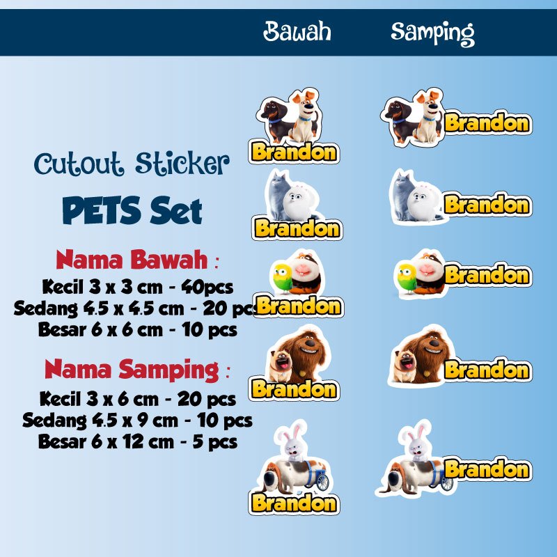 

sticker nama cutout pets