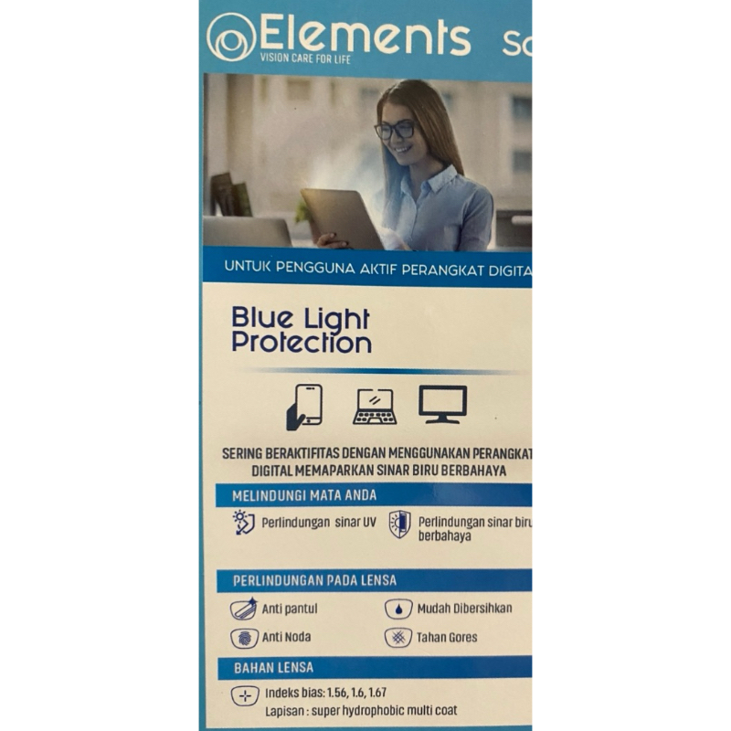 SV 1.67 UV 420 blue night vision antibluray Essilor Element