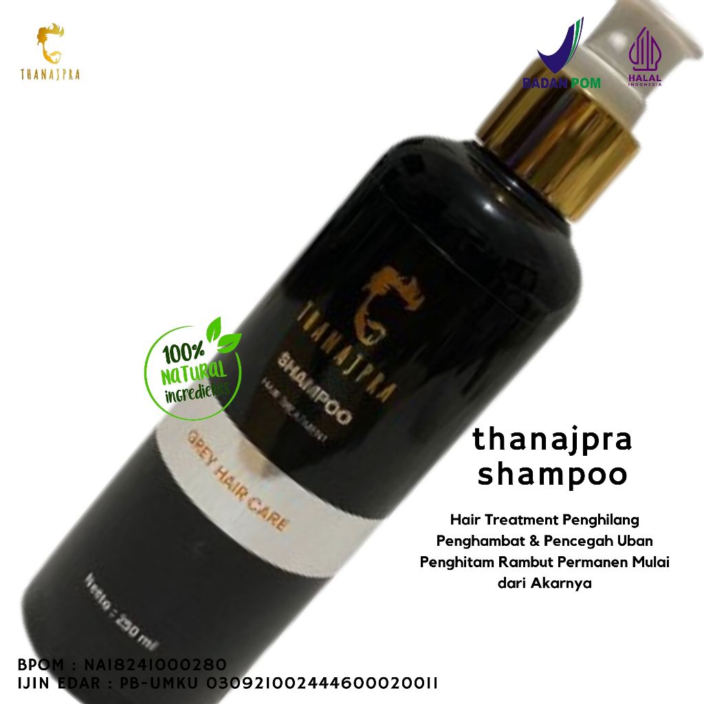 Shampoo penghitam uban permanen thanajpra hair treatment shampo hitamin rambut alami