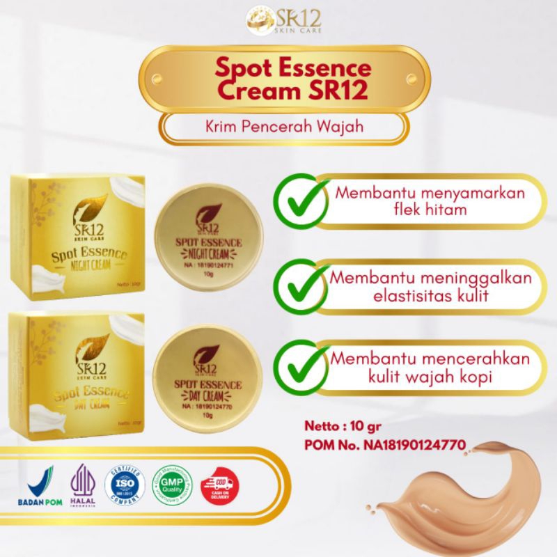 

SPOT ESSENCE SR12 CREAM | BEBAS JERAWAT, HILANGKAN FLEK HITAM & NODA WAJAH..!! KRIM SIANG & KRIM MALAM SR12 | SPOT ESSENCE DAY & NIGHT CREAM SR12 | PEMUTIH BPON | CREAM PUTIH AMAN | MENGHILANGKAN BEKAS JERAWAT