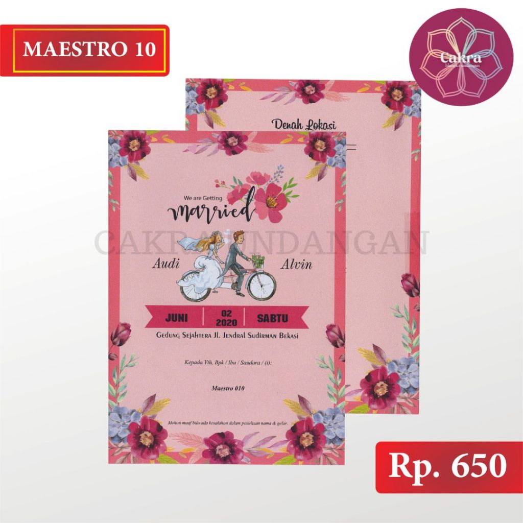 

Maestro 10 Blangko Undangan Pernikahan CAKRA