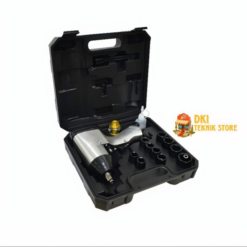 Air Impact Wrench Set 1/2" Drive Plus Socket 10 Pcs Tjap Mata Impact Wrench Single Hammer