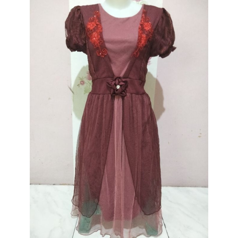 dress remaja dewasa tutu cokelat