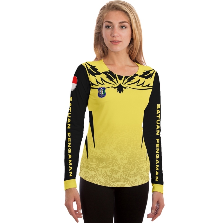 JERSEY SATPAM WANITA / JERSEY KAOS SECURITY WARNA KREAM / SERAGAM SATPAM LENGAN PANJANG TERBARU 2024