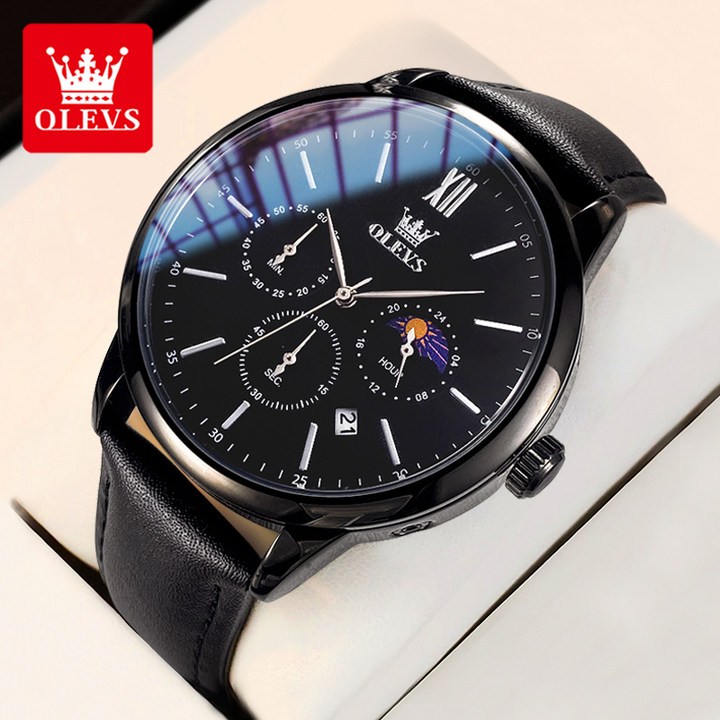 OLEVS Jam Tangan Pria Anti Air Original Mewah Keren Fashion Kulit Watch Men Cod