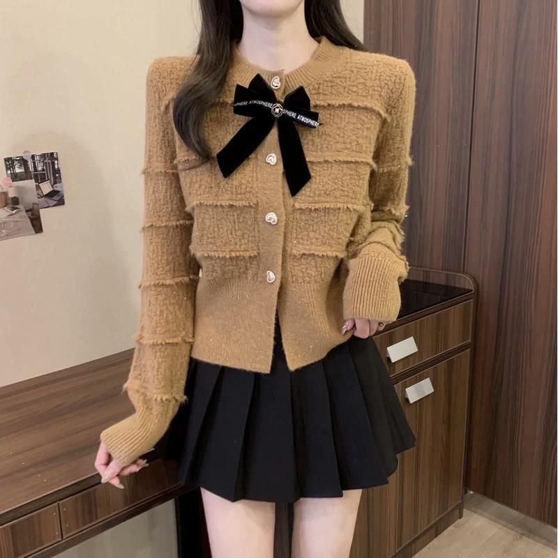 39006 Baju outer luaran CARDIGAN YVONNE BOWTIE KNITTED RAJUT KNIT premium Korea Korean style wanita 