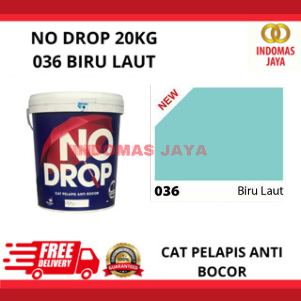 CAT ANTI BOCOR KEDAP AIR WATERPROOFING 20KG 20 KG biru laut 036 NODROP / NO DROP 20KG GALONAN BIRU L